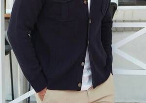 NEW COLLARS & CO. men's napoli cardigan in navy